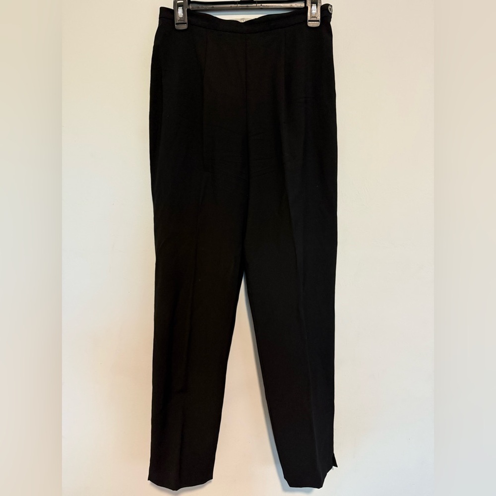 Max Mara Women Trouser Pants Sz 10 Black Wool Blend Tapered Side Zipper